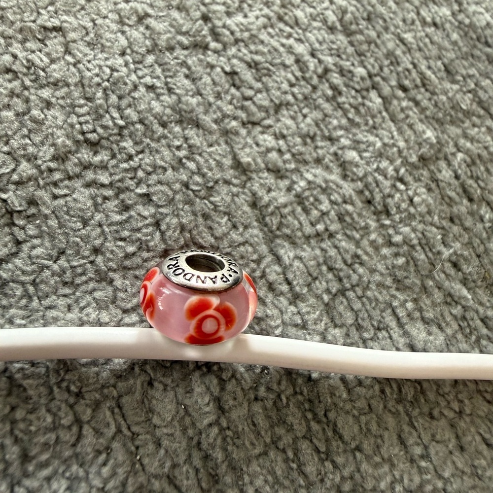 Pandora Pink and Red Floral Charm